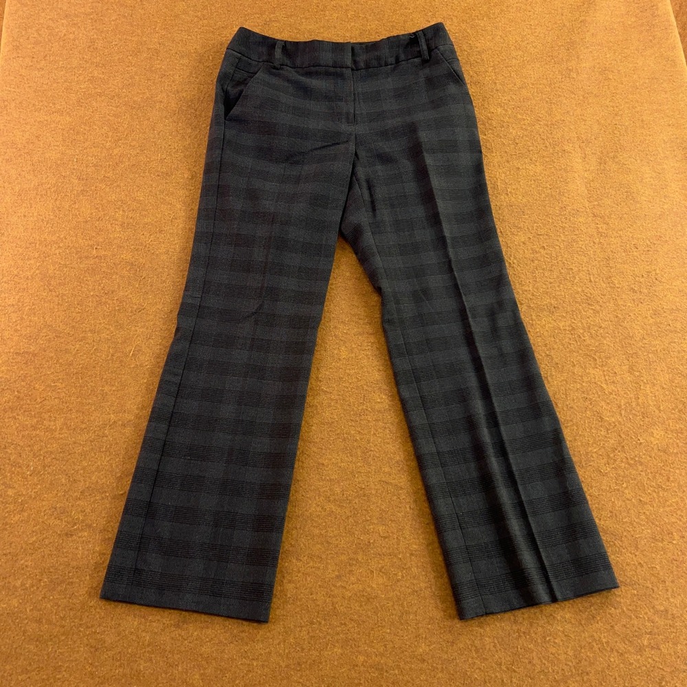 Larry Levine Womens 6P Grey Plaid Stretch Straight Leg Dress Pants